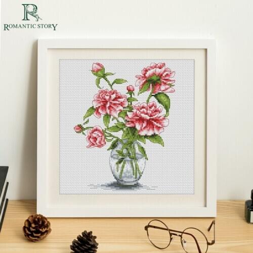 Embroidery,Paintings,Needlework,Cross stitch kits,Flower,rose,DIY Cross-stitch,thread embroidery,Romantic Story 2074