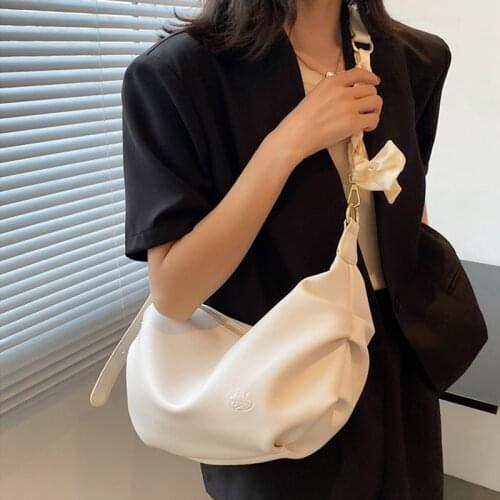 Womens Simple Solid Pu Crossbody Bag Fashion Large Capacity Underarm Shoulder Bag Woman Designer Shopping Messenger Bags Women