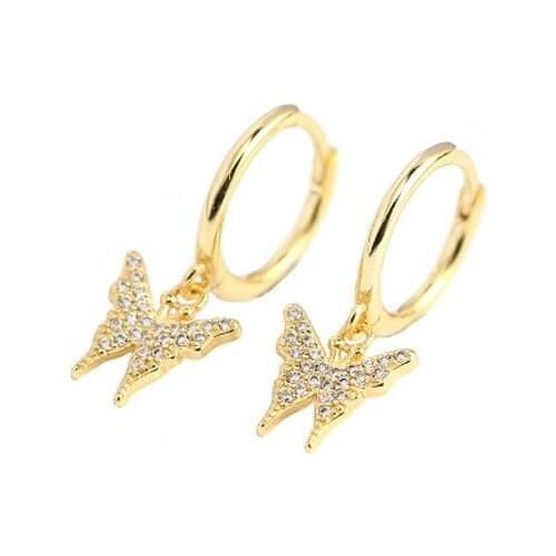 925 Sterling Silver Earring Fashion Zircon Butterfly Bear Scallop Short Pendant Earring Cute Temperament Woman Girl Ear Jewelry