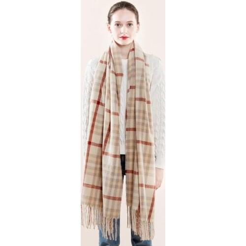Winter Scarf Women Cashmere Warm Pashmina Print Foulard Female Scarves Wraps Thick Soft Bufanda Small Plaid Shawl Long Stole