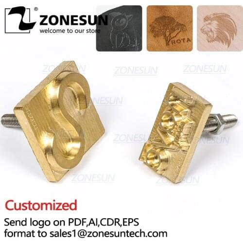 ZONESUN Custom Logo Leather Stamp Hot Brass Branding Iron Brand Heating On Wood Paper DIY Gift Personalized Stamping Mold