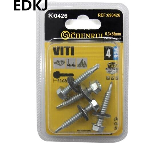 1 set hexagonal with composite pad drill tail nail decoration carpentry processing multi-size self-attacking self-drilling screw