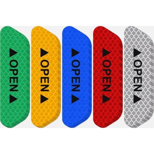 1PCS/4Pcs Car Door Stickers Universal Safety Warning Mark OPEN High Reflective Tape Auto Exterior Motorcycle Bike Helmet Sticker