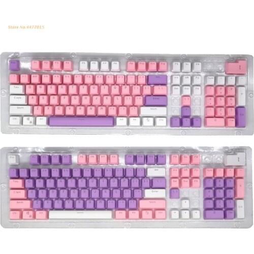 104 PBT Thicken Keycap Mechanical Keyboard Installation Keycap Set 3 Color Combinations (Pink/Purple/White) Dropshipping