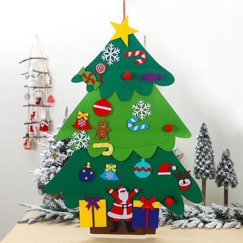 115*80cm DIY Nonwovens Velcro Puzzle Christmas Trees Xmas Decor Christmas Party Decor Happy New Year Kids Gift Toy Ornaments