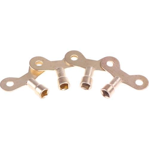 4pcs Square Socket Brass Radiator Keys Plumbing Bleeding Key Solid Water Tap For Air Valve Plumbing Tool 6mm Hole core