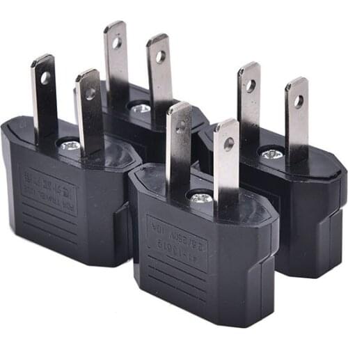 4PCS/lot Black ABS 125V - 250V AC 6A EU To US Wall Plug Adapter wholesales 2017 new arrival