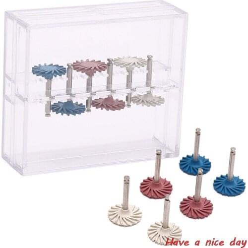 6pcs/set Dental Composite Resin Polishing Disc Kit Spiral Flex Brush Burs Diamond System RA disc 14mm wheel
