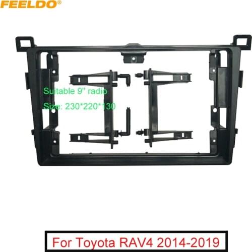 FEELDO 1PC Car 2Din Stereo Radio 9 Inch Fascia Frame For Toyota RAV4 2014-2019 Audio Fitting Adaptor Facia Panel Frame Kits
