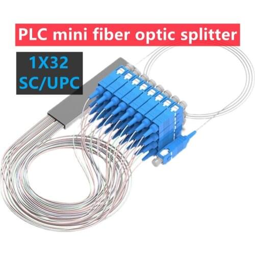 Free shipping 1X32 PLC SC/UPC SM 0.9mm G657A1 PVC 1m FTTH Fiber Optic Splitter