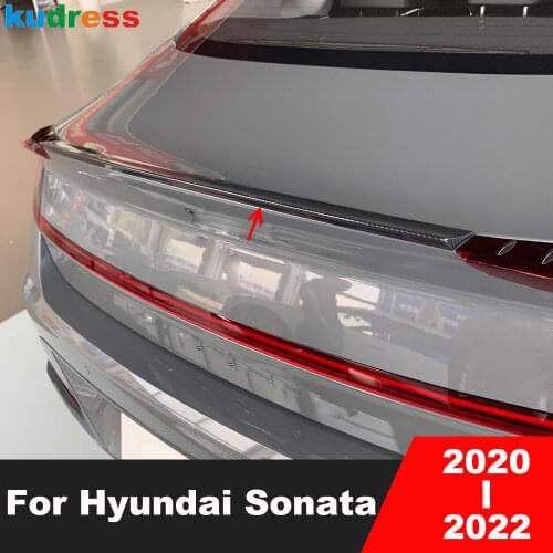 For Hyundai Sonata 2020 2021 Carbon Fiber Car Rear Trunk Cover Trim Tailgate Decoration Frame Garnish Strip Exterior Accessories