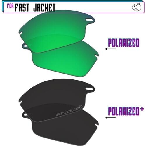 EZReplace Polarized Replacement Lenses for - Oakley Fast Jacket Sunglasses - Black P Plus-Green P