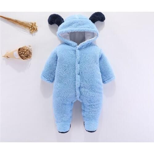 Newborn Infant Romper Baby Boys Girls Hooded Cartoon Flannel Romper Jumpsuit Warm Clothes Cute Kids Costumes
