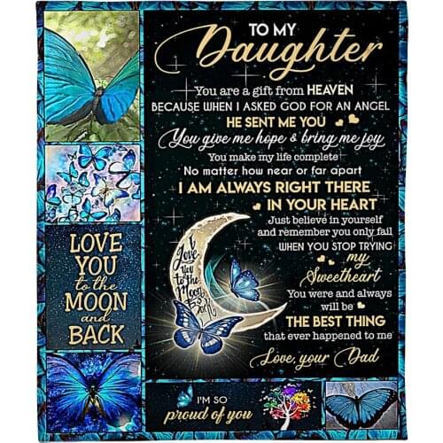 TOADDMOS Loving Letter Fleece Blanket for Daughter Kids Birthday Gift Soft Thin Quilt Sofa Nap Warm Blanket Home Bedding manta