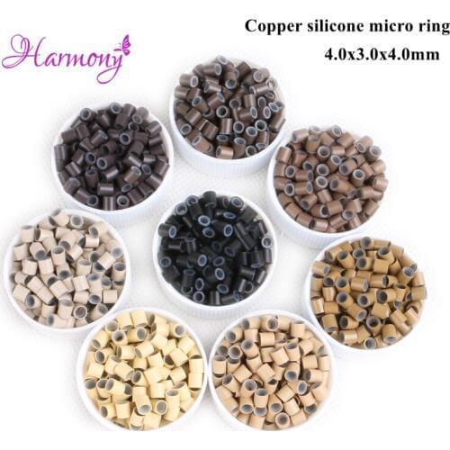 Harmony Plus Hair 1000pcs 4.0*3.0*4.0mm Plate edge Copper Tube COPPER SILICONE Beads Micro Ring for Hair Extension Tools