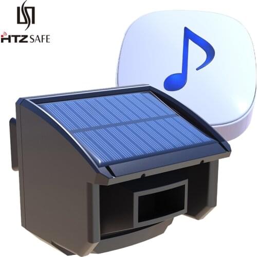 HTZSAFE 400 Meters Solar Wireless Driveway Alarm Outdoor Weather-Resistant Motion Sensor & Detector DIY Security Alert System