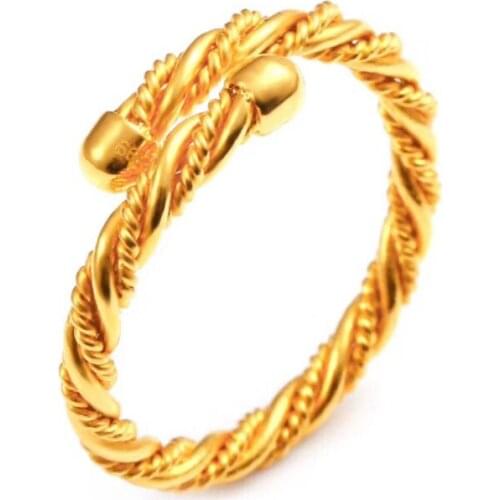 HX 24K Pure Gold Ring Real AU 999 Solid Gold Rings Elegant Shiny Heart Beautiful Upscale Trendy Jewelry Hot Sell New 2020