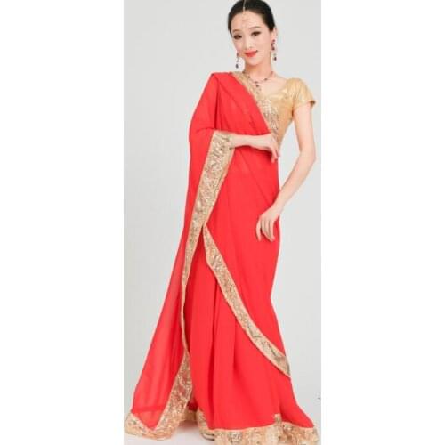 India Sarees Woman Beautiful Lehenga Choli Dance Costume India Style Performance Sets Top+skirt+Scarf