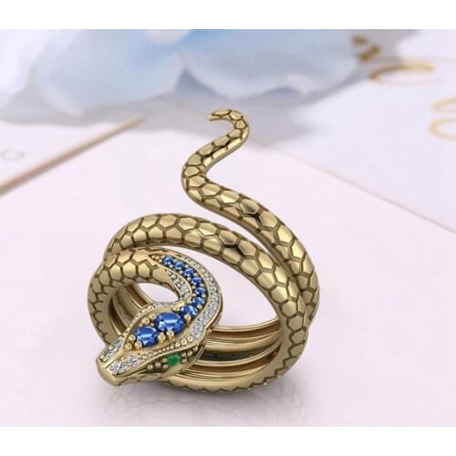 2020 Punk Coiled Snake Rings for Women Multicolor CZ Stones Dance Party Finger Ring Special Girl Gifts Personality Jewelry