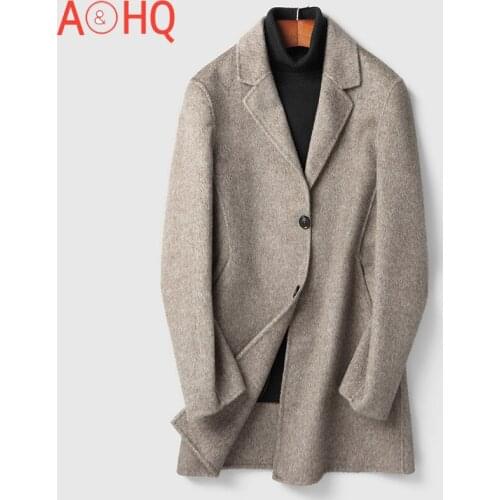 Jacket for Men Clothing Double-faced Cashmere Coat 90% Wool Fur Coats Autumn Windbreaker 10% Alpaca Clothes Ropa LXR868