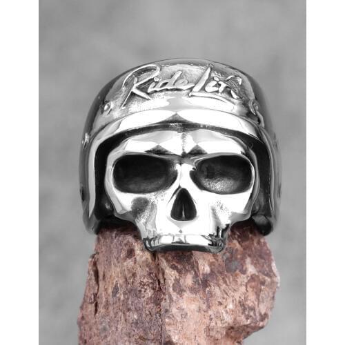 Rider Life Skull Biker Gothic Moto Men Rings Punk Hip Hop for Boyfriend Male Stainless Steel Jewelry Creativity Gift Wholesale