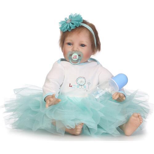 55cm Soft Silica gel Doll Reborn Baby Appease Doll reborn lifelike silicone reborn Emulation dolls play house Christmas gift toy