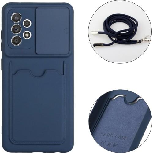 Soft Silicone Case Back Cover For samsung Galaxy A52 Fashion Candy color Couples Cover Card Slot Holder Solid Color