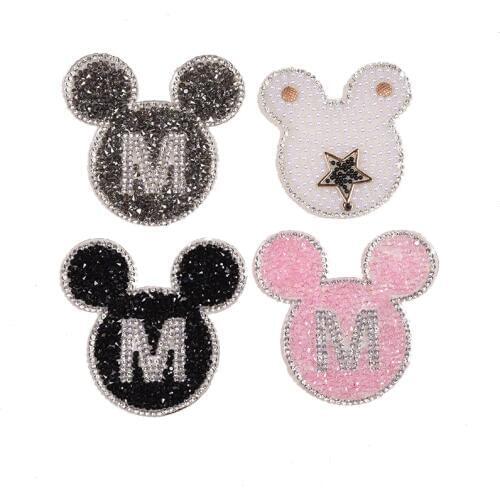 1pcs Sparkling Rhinestone Cartoon animal Pattern Clothes Patches Fashion Sequined DIY Appliques Bling Iron-on Patches