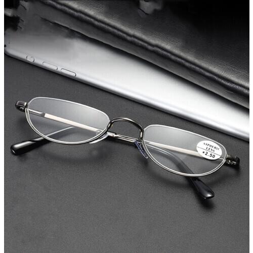 Stainless Steel Half Frame Alloy Small Portable Oval Fashion Reading Glasses +0.75 +1 +1.25 +1.5 +1.75 +2 +2.25 +2.5 +2.75 to +4