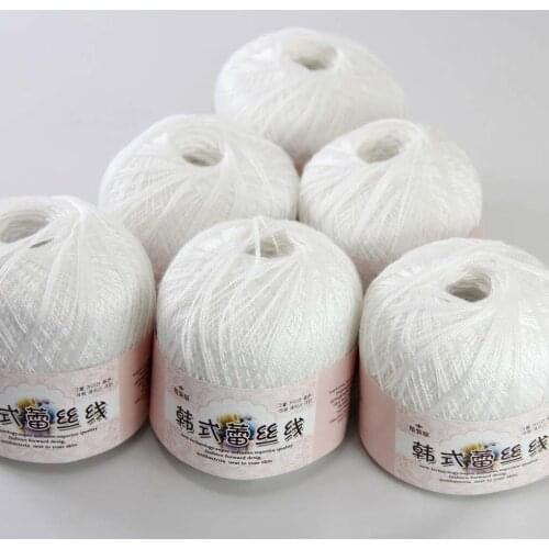 New Soft 6ballsx50g Hand Cotton Lace Wool Yarn Crochet Shawl Scarf Knitting 16112 White