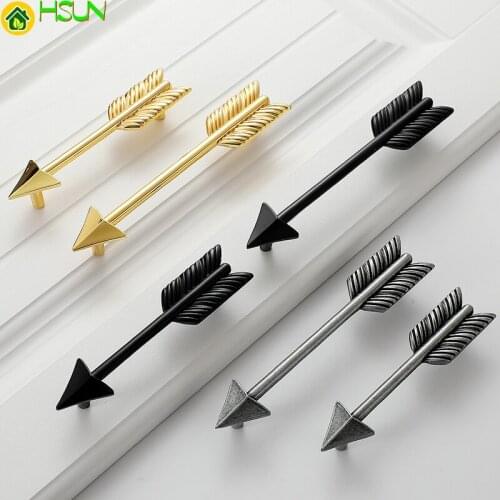 Novelty Arrow Shape Metal Cabinet Handle For Home Kitchen Room Furniture Hardware Gold Silver Black