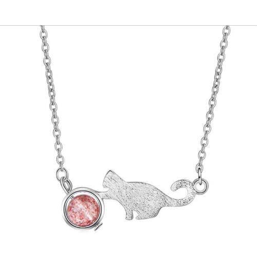 TJP New Top Quality Silver 925 Choker Necklace For Women Jewelry Charm Crystal Cat Pendants Necklace Girl Christmas Accessories