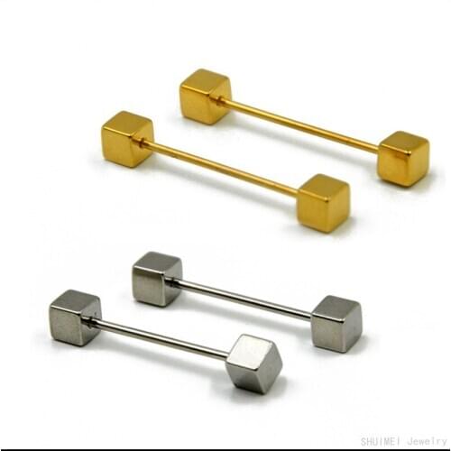 Pair Surgical Steel With Square Industrial Barbell Earring Piercing Silver,Gold Ear Piercing Tragus Helix Gauge Body Jewelry 16g