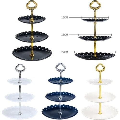 Popular 3 Tier Cake Stand Afternoon Tea Wedding Plates Tableware New Bakeware Plastic Tray Display Rack Cake Decorating Tools