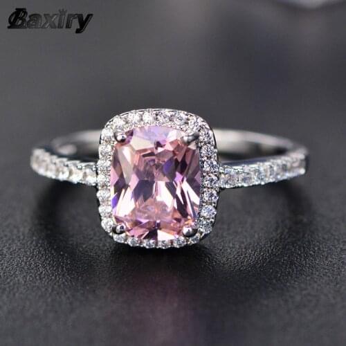 2019 New Fine Natural Ruby Ring 925 Sterling Silver Rings Engagement Gemstone Ring Silver Pink Quartz Ring For Women Jewelry