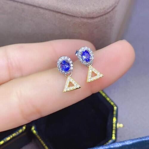 New Arrival Natural Real Tanzanite Earrings 925 Sterling Silver Premium Charm Jewelry Beauty Wedding Party Earrings