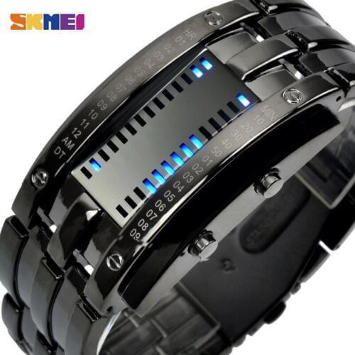 SKMEI Fashion Creative Sport Watch Men stainless steel bracelet jewelry LED Display Watches 5Bar Waterproof Digital Watch 0926