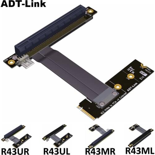 M.2 NVMe M Key to PCIe x4 x16 Extender Adapter 90 Degree Angled For STX Motherboard Graphics Card Extension adt-link