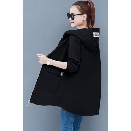 6XL Female Windbreaker Coat New Fashion Hooded Long Outwear Loose Large Size Spring Autumn Women Trench Baseball Uniform Coat
