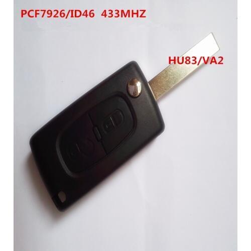 CE0536 Flip Folding Keyless Entry Remote Key 433MHz ID46 FSK/ASK 433MHz PCF7926 chip For Peugeot 207 307 308 407 607 VA2/HU83