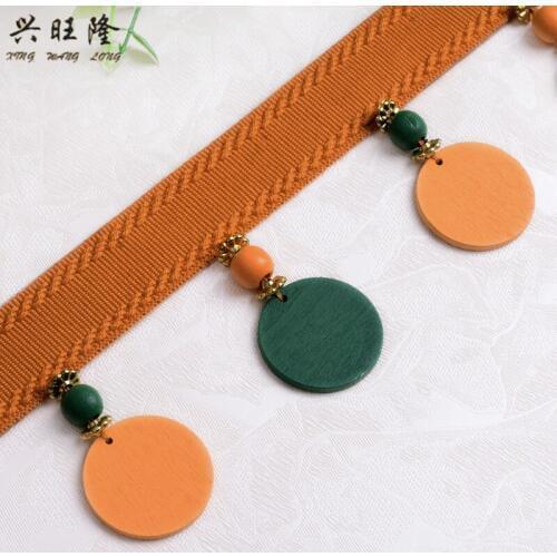 XWL 12M/Lot 7cm Wide Wood Beads Curtain Lace Trims Tassel DIY Sewing Sofa Pillow Lace Ribbon Belt Trimming Curtain Accessories