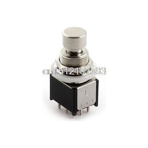 12mm 9Pin Through Hole 3PDT Locking Metal Foot Switch for Electric Guitar