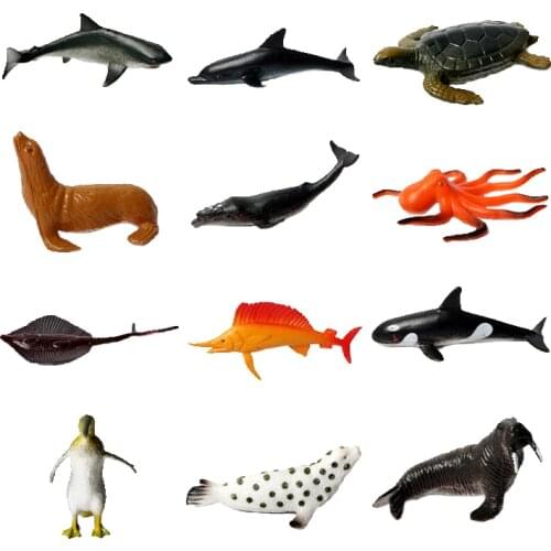 12PCS Simulation Sea Life Creatures Simulation Animal Model Assorted Animal Figures,Underwater figurine Aquarium home decor toys