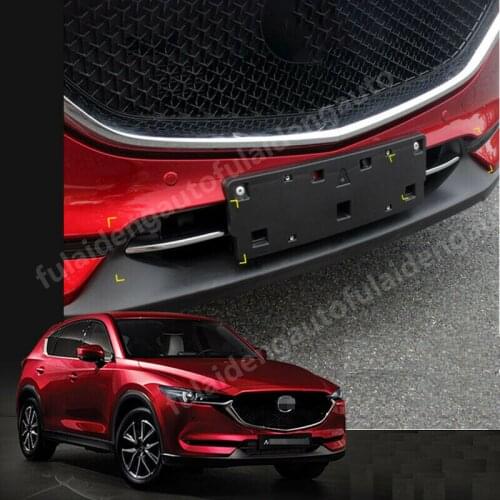 2pcs For Mazda CX-5 CX5 2017-2020 KF Red & Silver titanium Front Racing Grille Grill Around Cover Trim car accessories