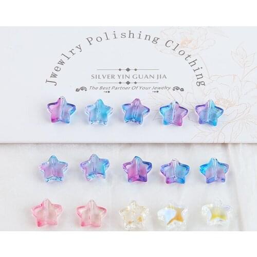 20pcs Japanese soft girl fantasy color fstar glass Earrings crystal beaded sweet pendant Cute earrings accessories material