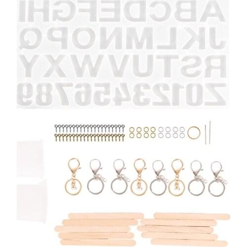 225Pcs Jewelry Making Tools Set Number Letter Silicone Mold Twist Drill Jump Rings Key Rings Screw Eye Pins Keychain Making