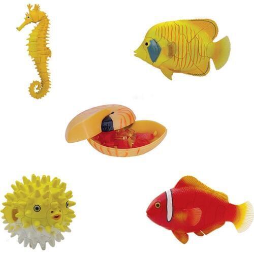 Assorted 4pcs/set of ukenn 2nd generation 3D coral fish puzzles DIY models kids educational toy 2566