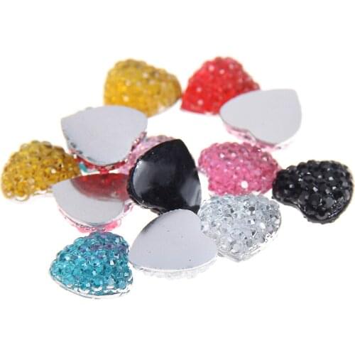 8mm Glue On Resin Rhinestones Flatback Many Colors Heart Shape Non Hotfix Beads DIY Crafts Jewelry Making Garments Accessories