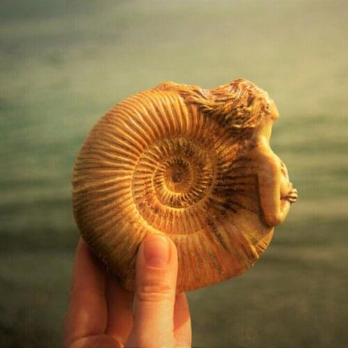 Ammonite Woman Ancient Spirit Mini Statue 10x12cm Desktop Decoration Vintage Ornament G10