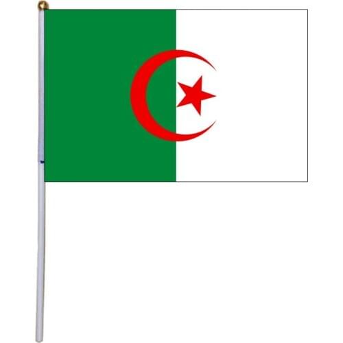 Free shipping xvggdg 100pcs 14 * 21cm Algeria hand flag Promotion Wholesale Small Algeri Hand Waving National Flag